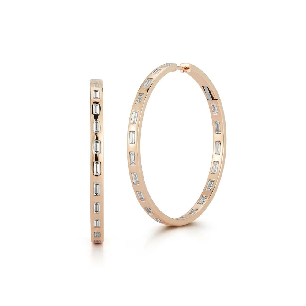 Walters Faith 18k Rose Gold Ottoline Diamond Hoop Earrings